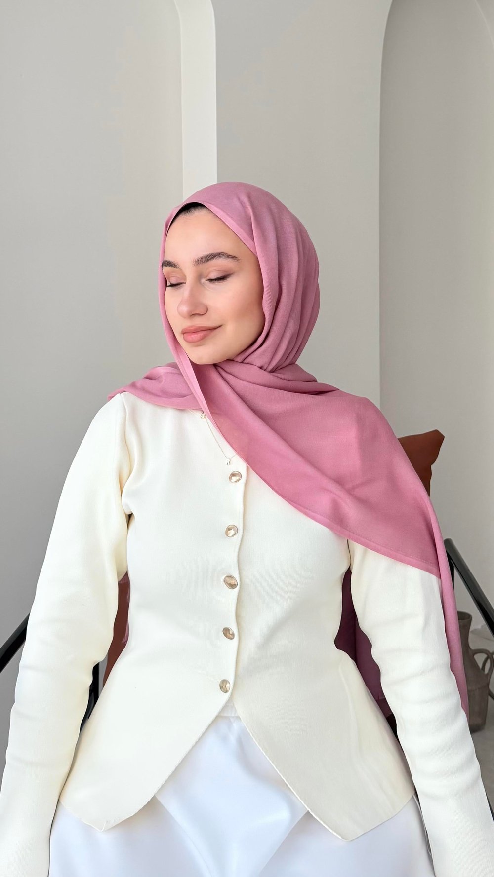 Lesa Kaşmir Viscon Şal - Pembe
