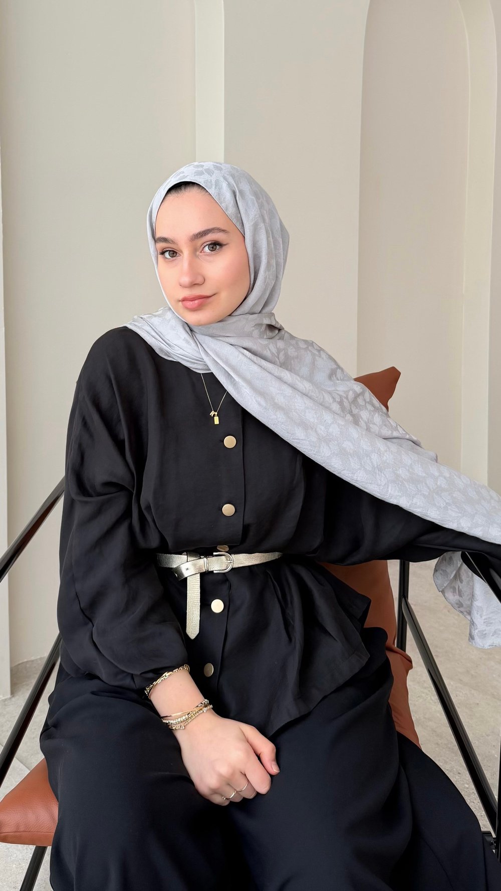 Liza İpeksi Pamuk Jakar Şal - Gümüş