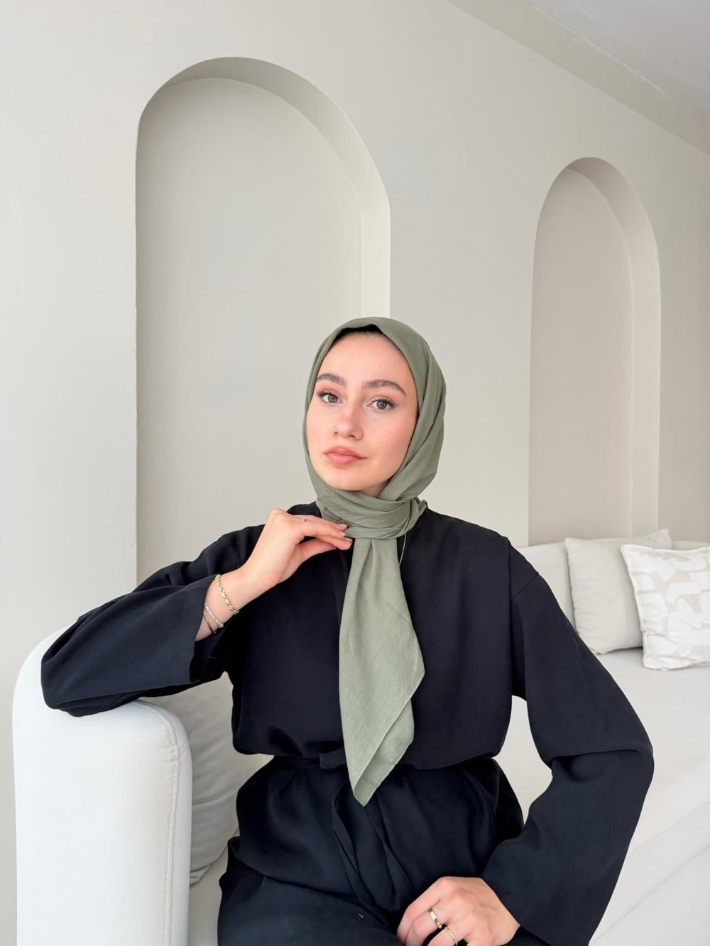 Lora Pamuk Eşarp - Soft Yeşil