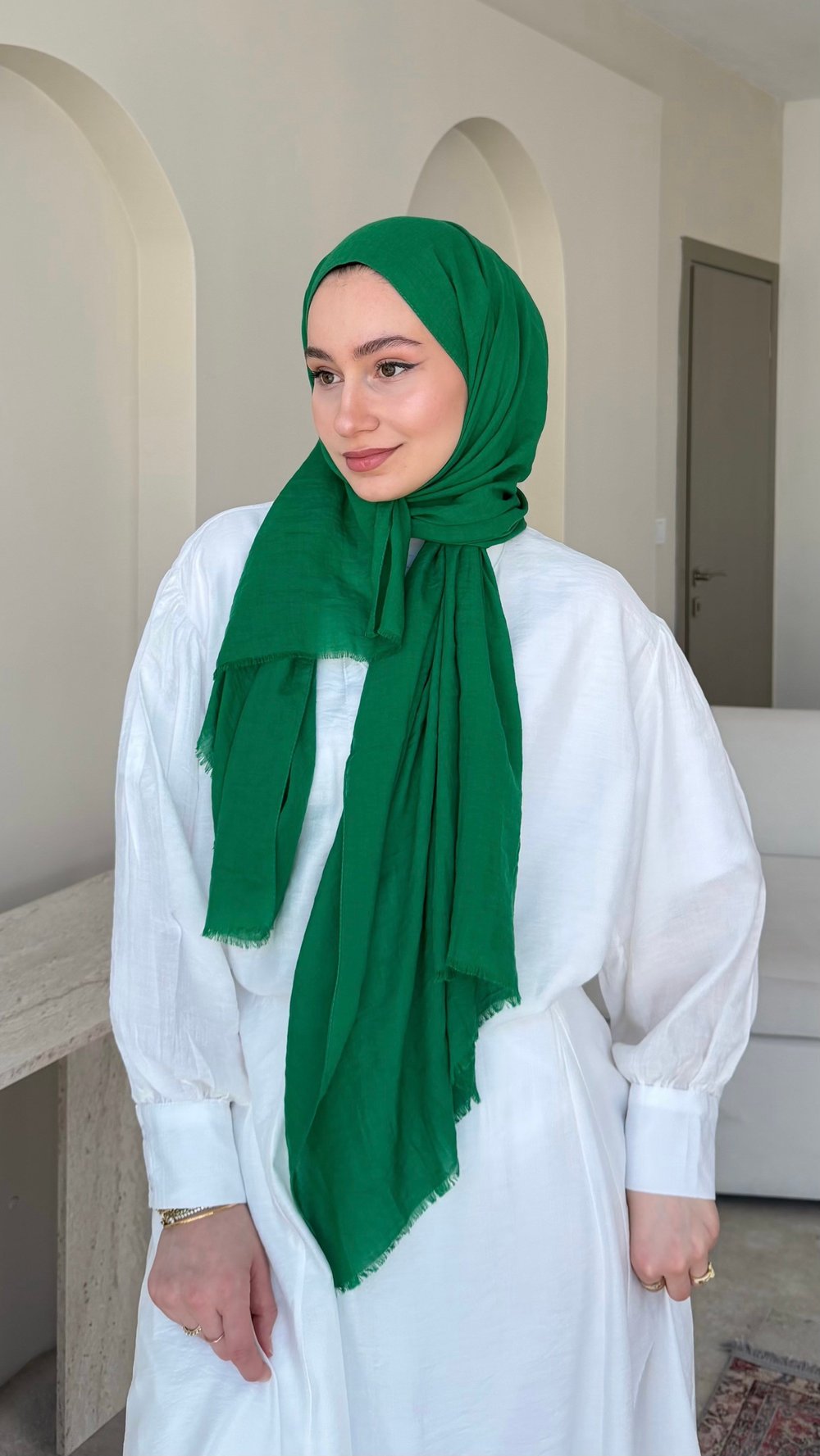 Lora Pamuk Şal - Benetton Yeşili
