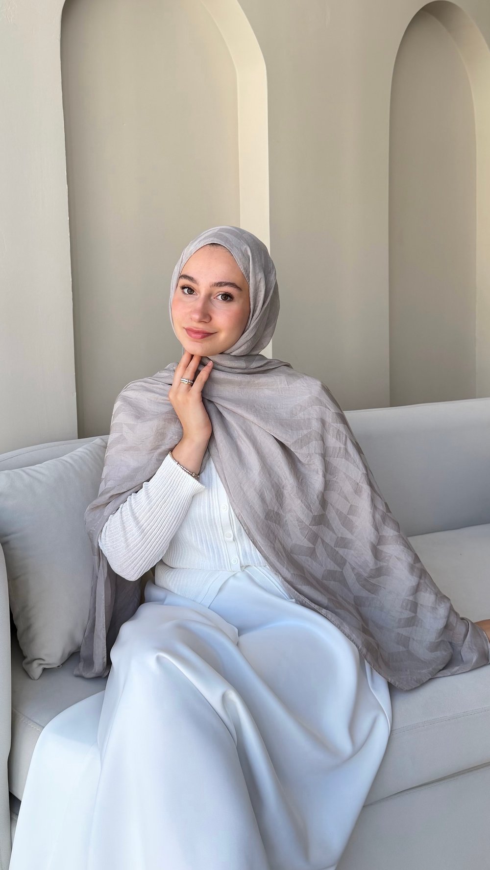 Lumin Lux Pamuk Jakar Şal - Duman