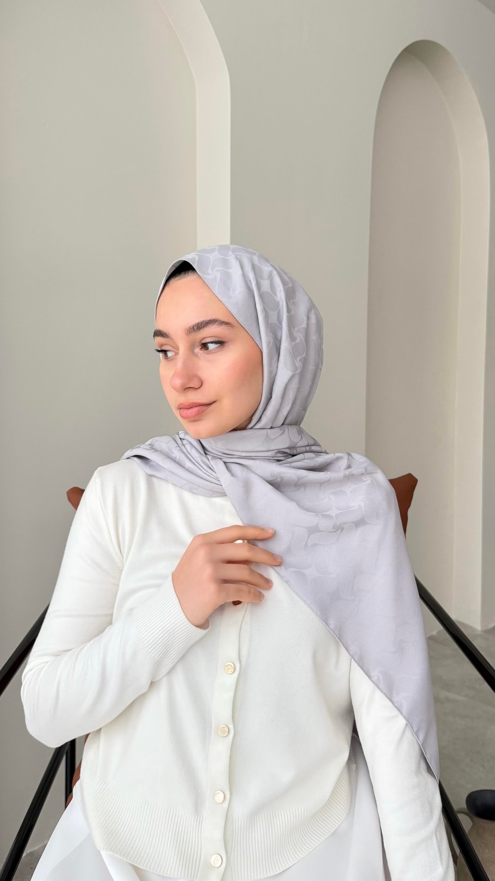 Maral İpeksi Jakar Şal - Gümüş
