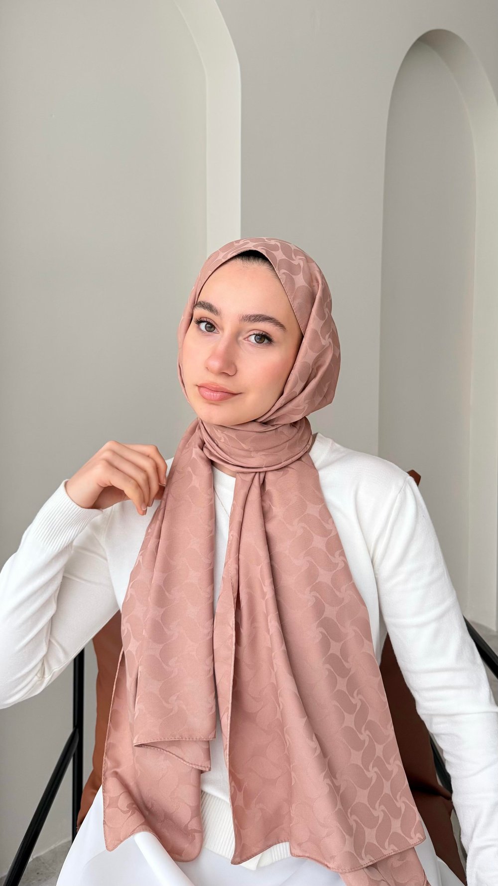 Maral İpeksi Jakar Şal - Soft Pudra