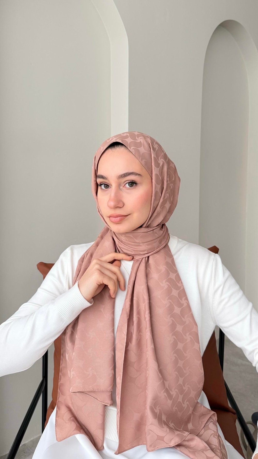 Maral İpeksi Jakar Şal - Soft Pudra