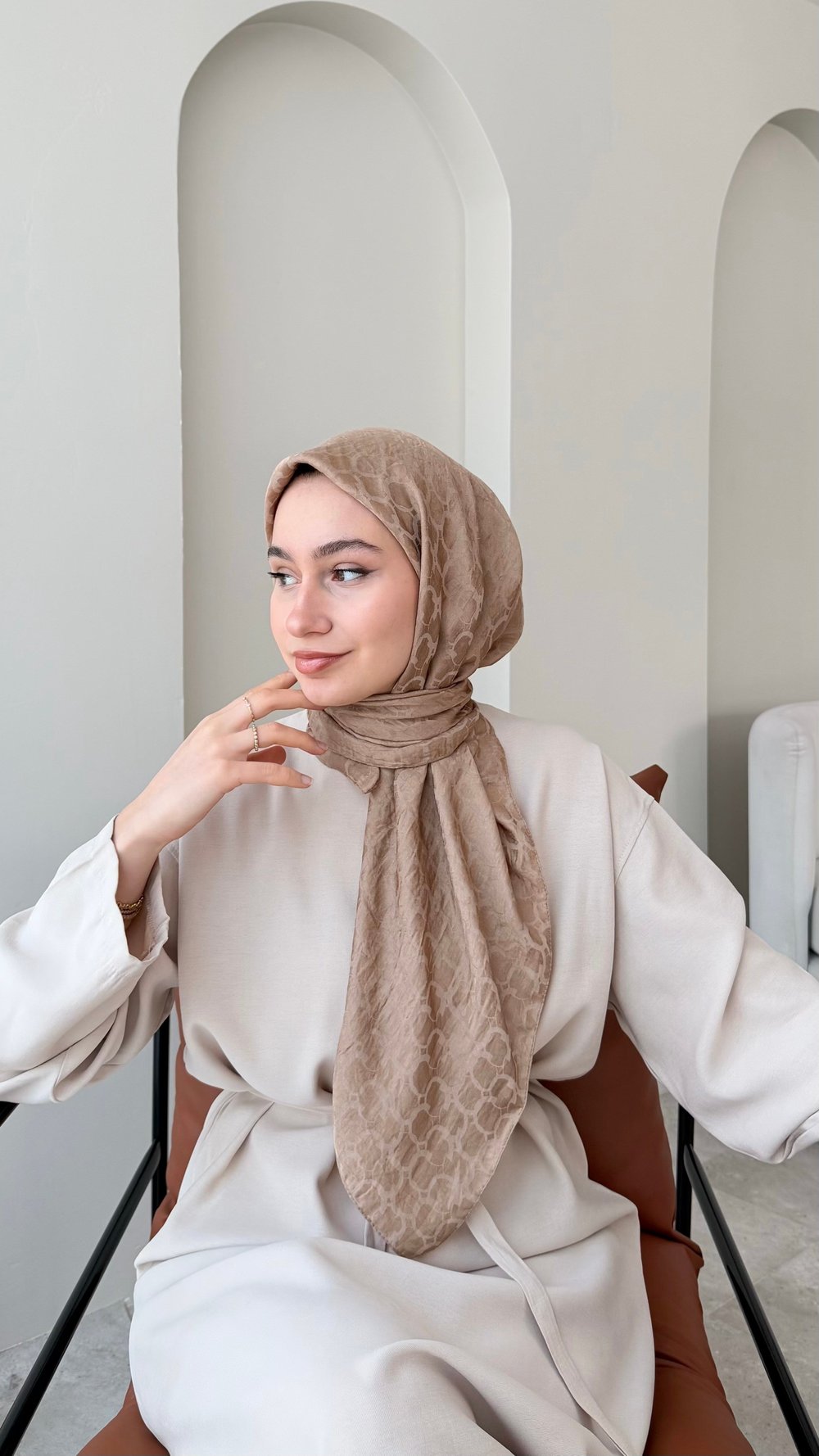 Parla Pamuk Jakar Eşarp - Camel