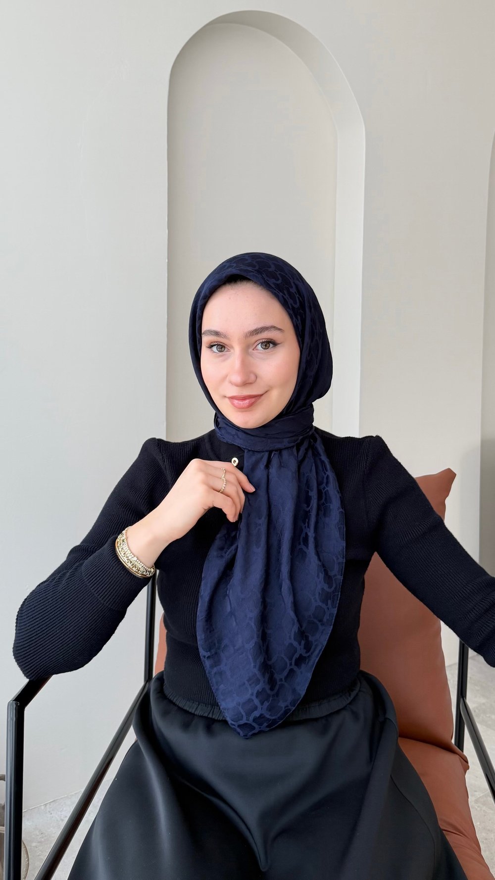 Parla Pamuk Jakar Eşarp - Lacivert