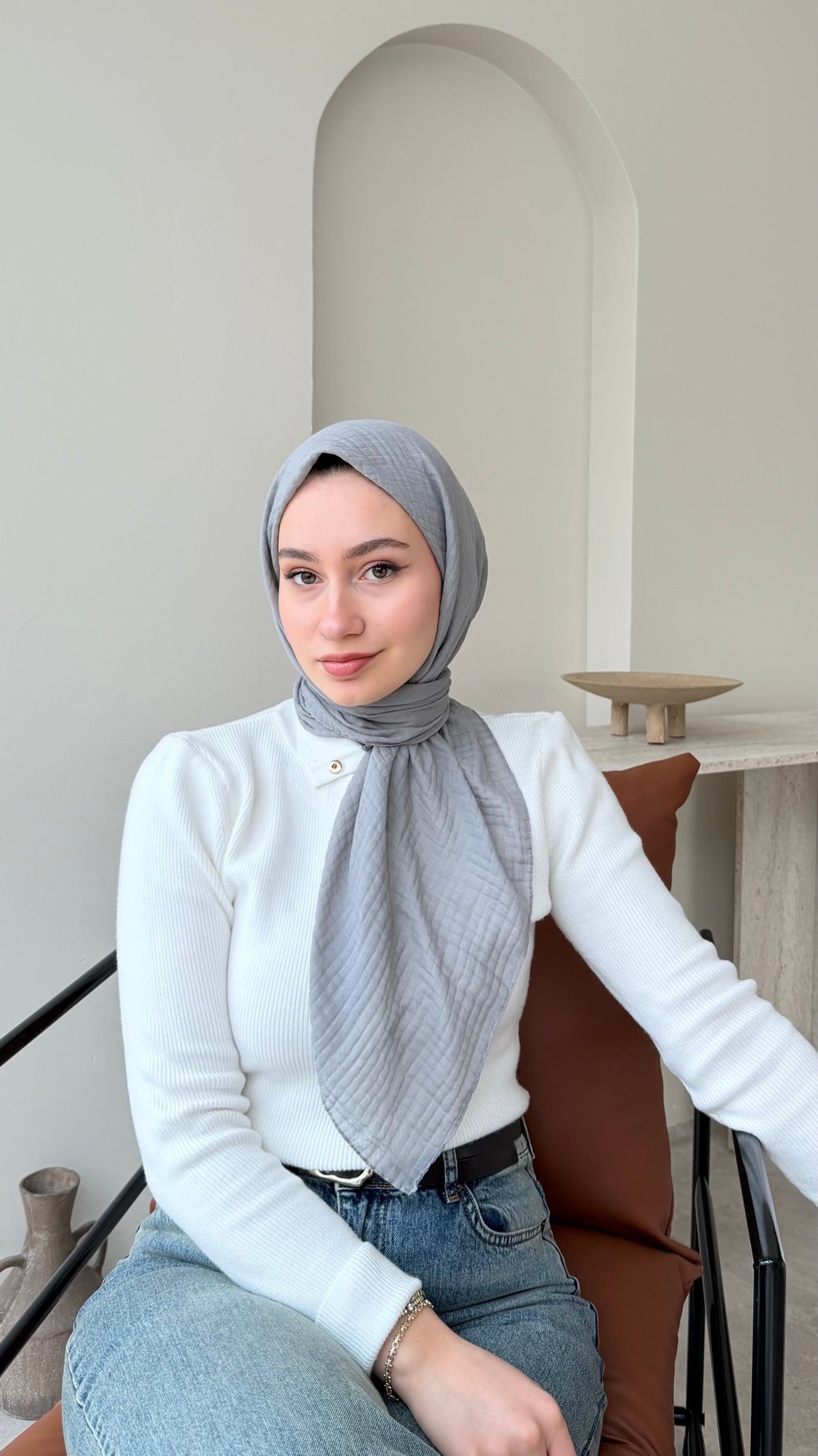 Perla Müslin Eşarp - Gri