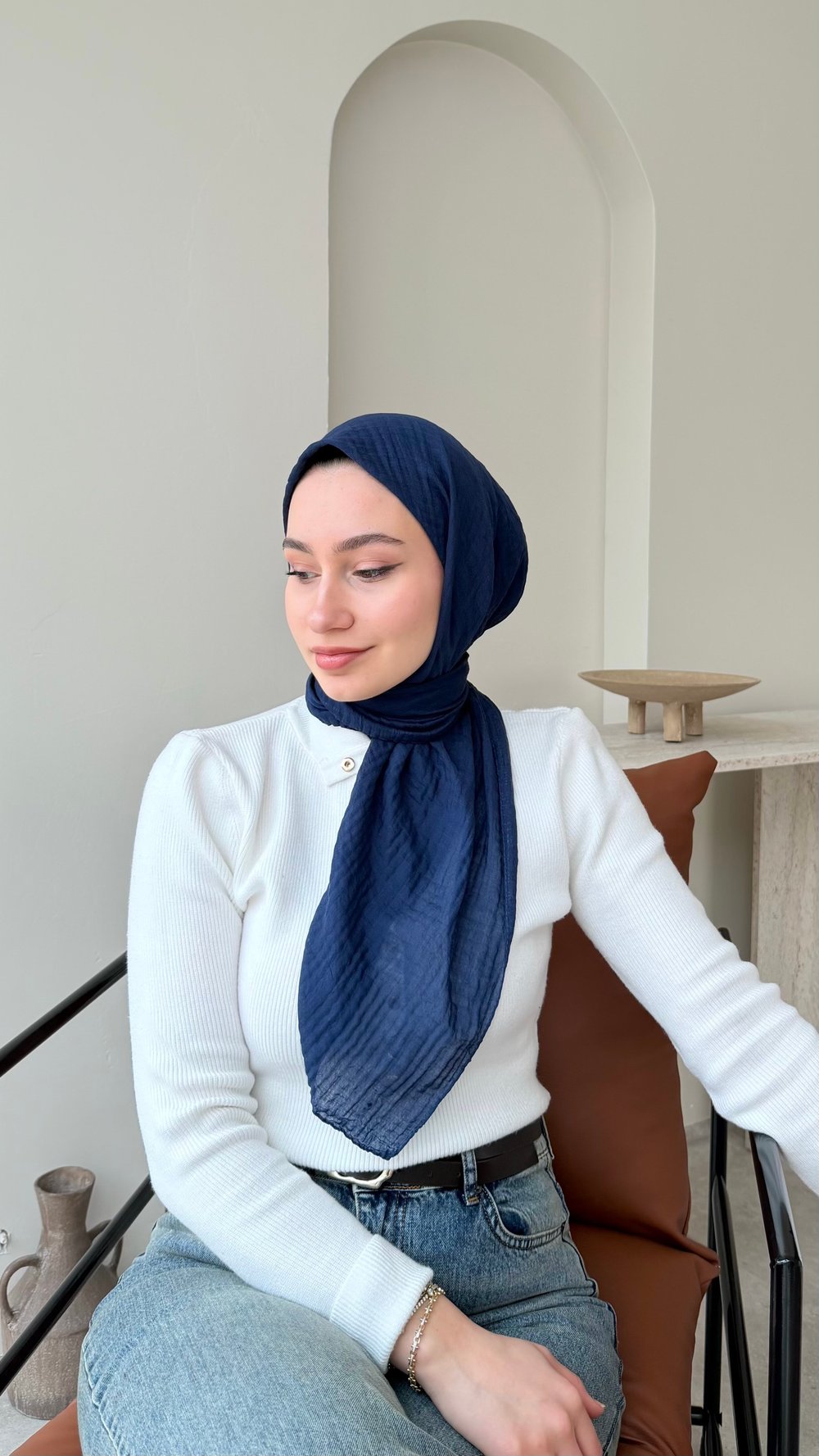 Perla Müslin Eşarp - Lacivert