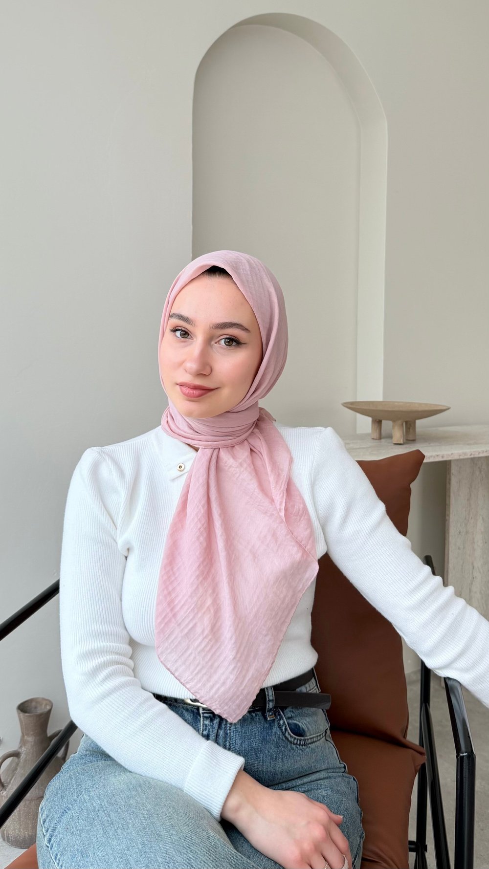 Perla Müslin Eşarp - Toz Pembe