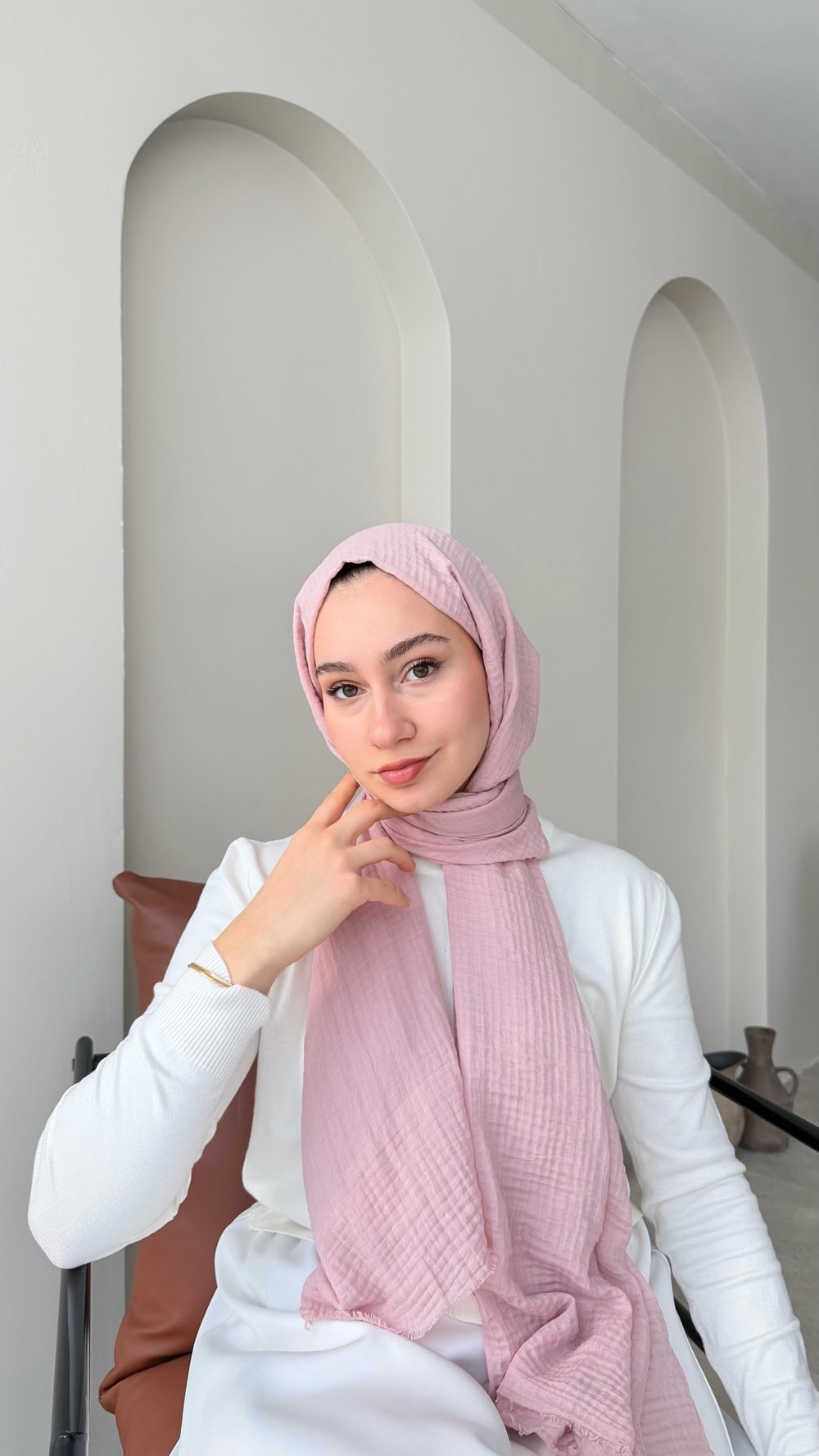 Perla Müslin Şal - Toz Pembe