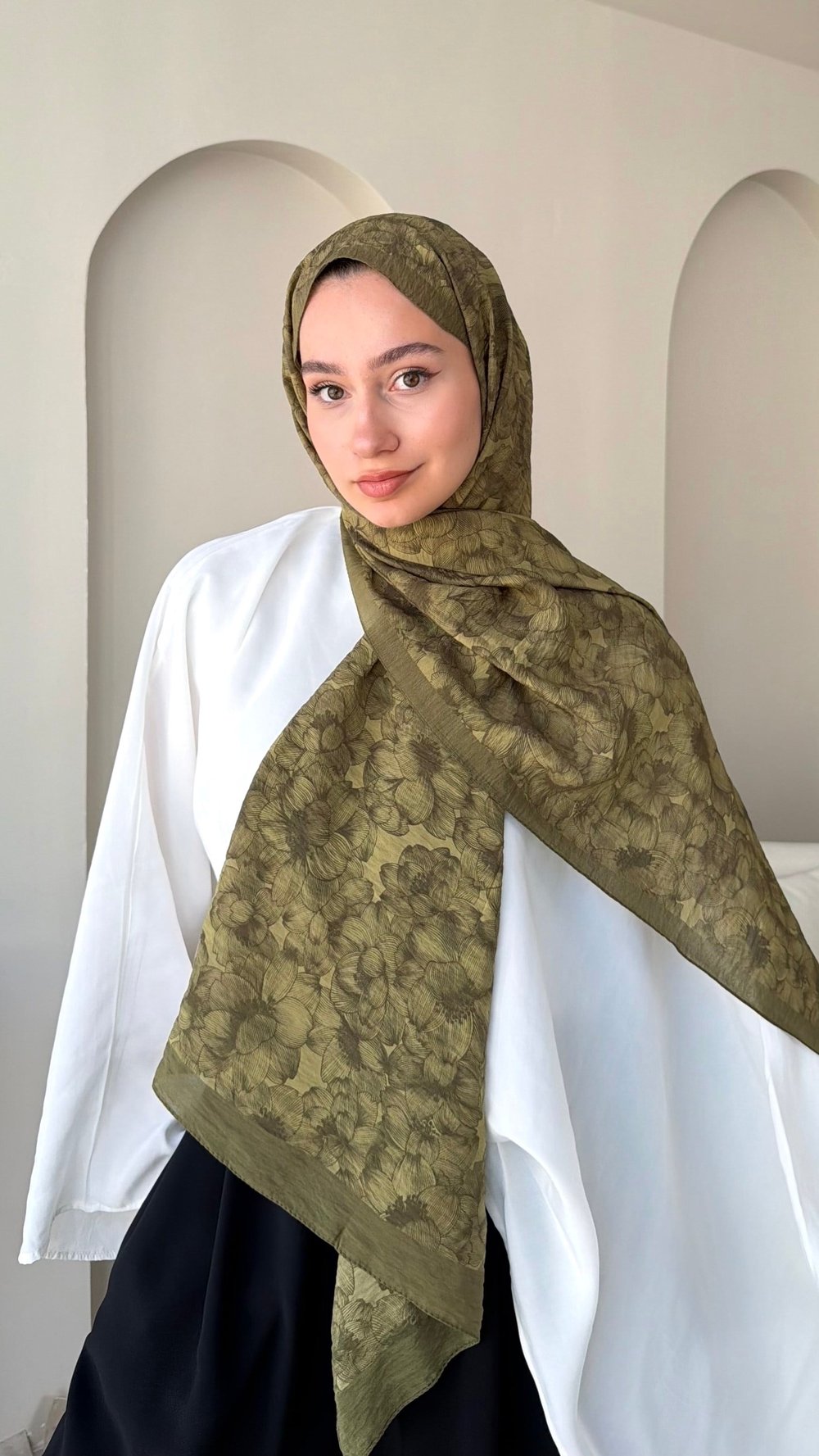 Petra Modal Pamuk Şal - Yağ Yeşili