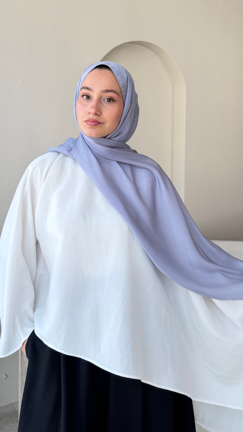 Premium Kristal Janjan Şal - Blue Gri