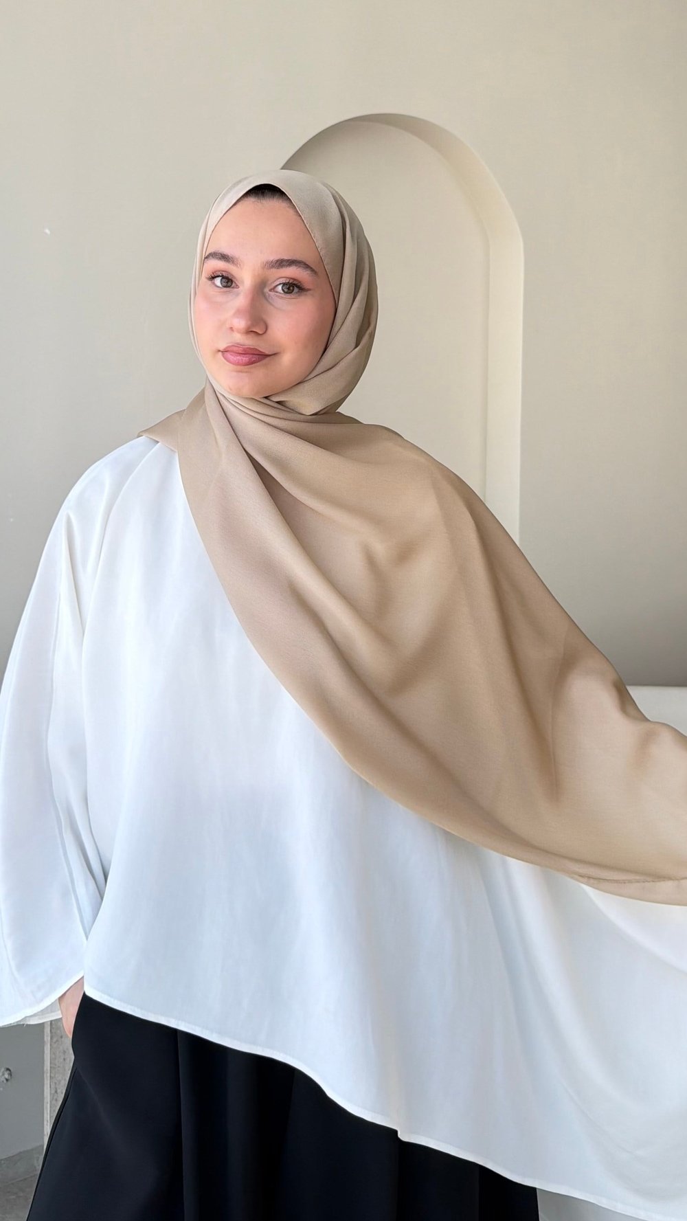 Premium Kristal Janjan Şal - Camel