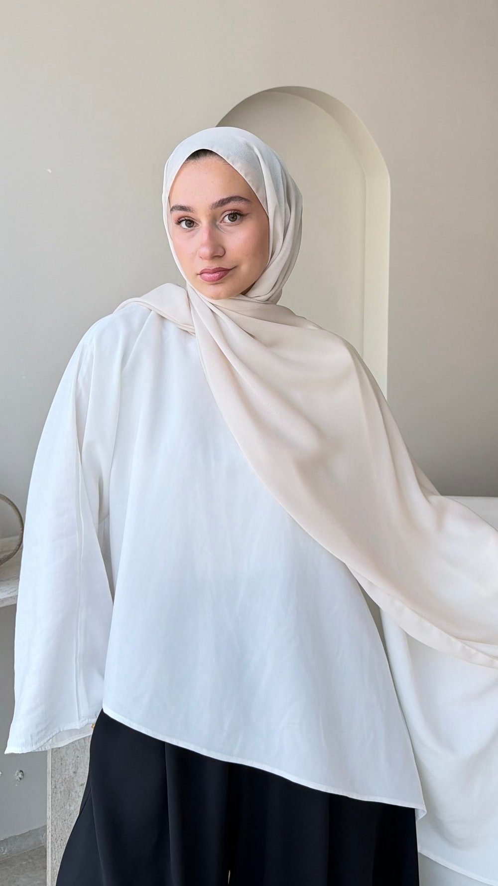 Premium Kristal Janjan Şal - Fildişi