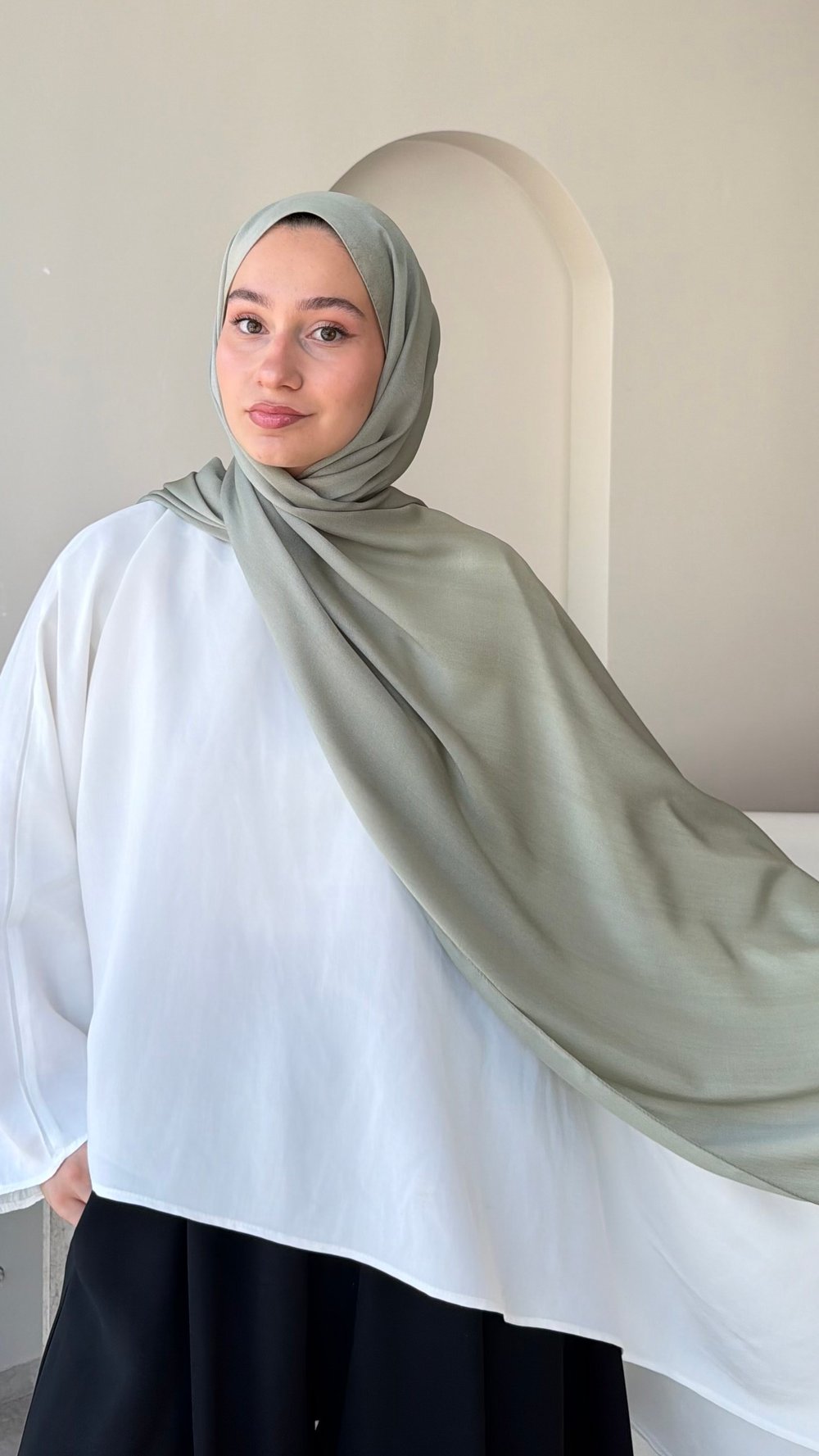 Premium Kristal Janjan Şal - Soft Yeşil