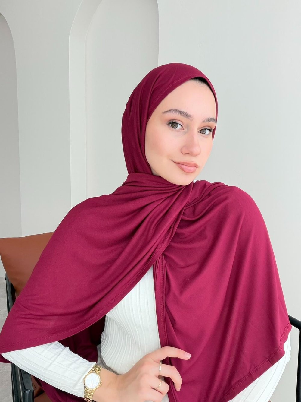 Premium Penye Şal - Bordo