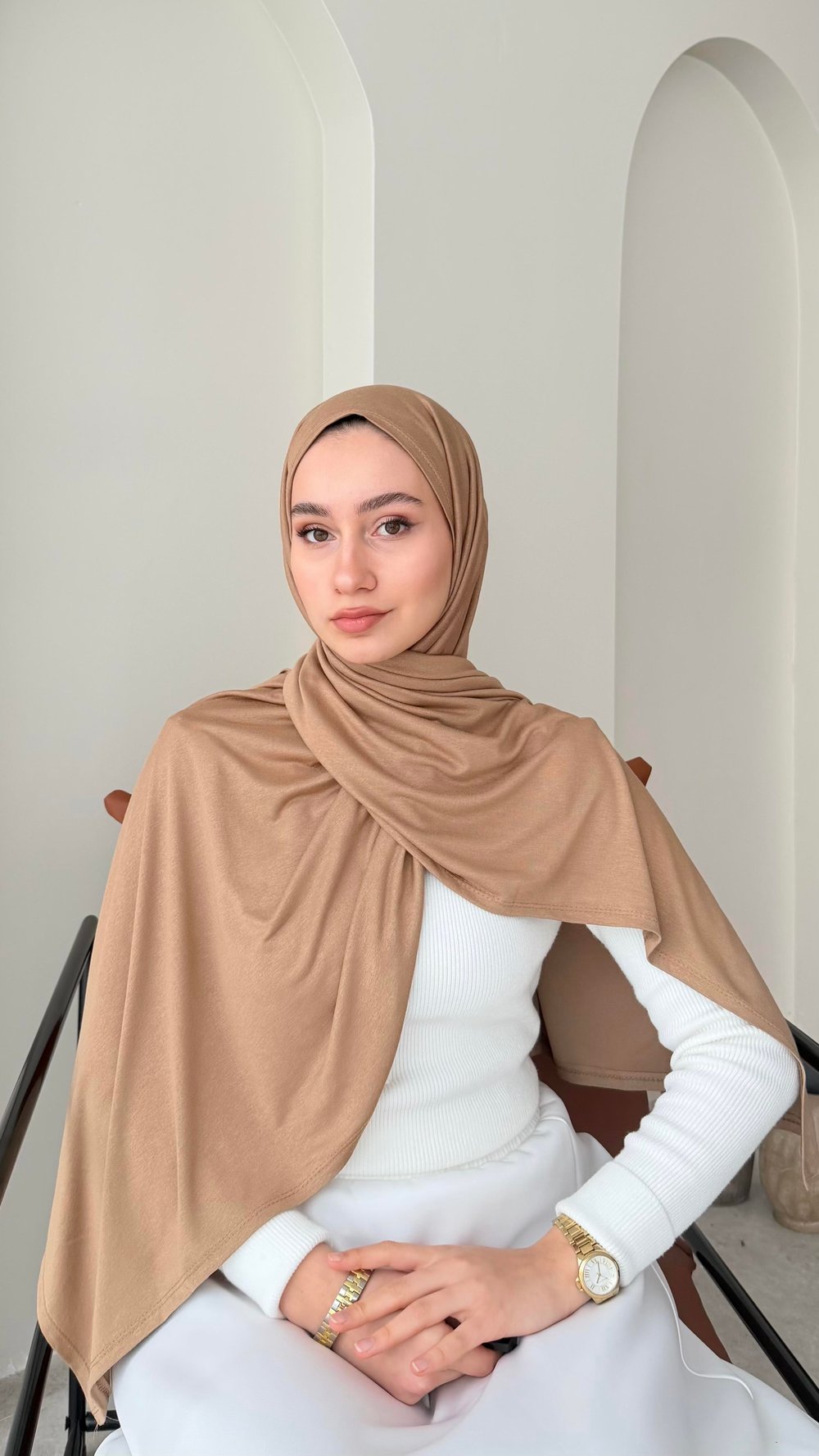 Premium Penye Şal - Camel