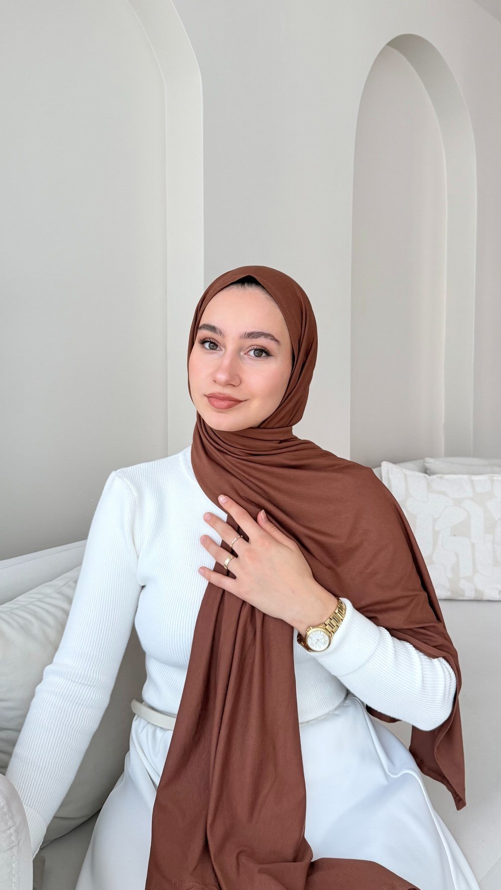 Premium Penye Şal - Kızılkahve