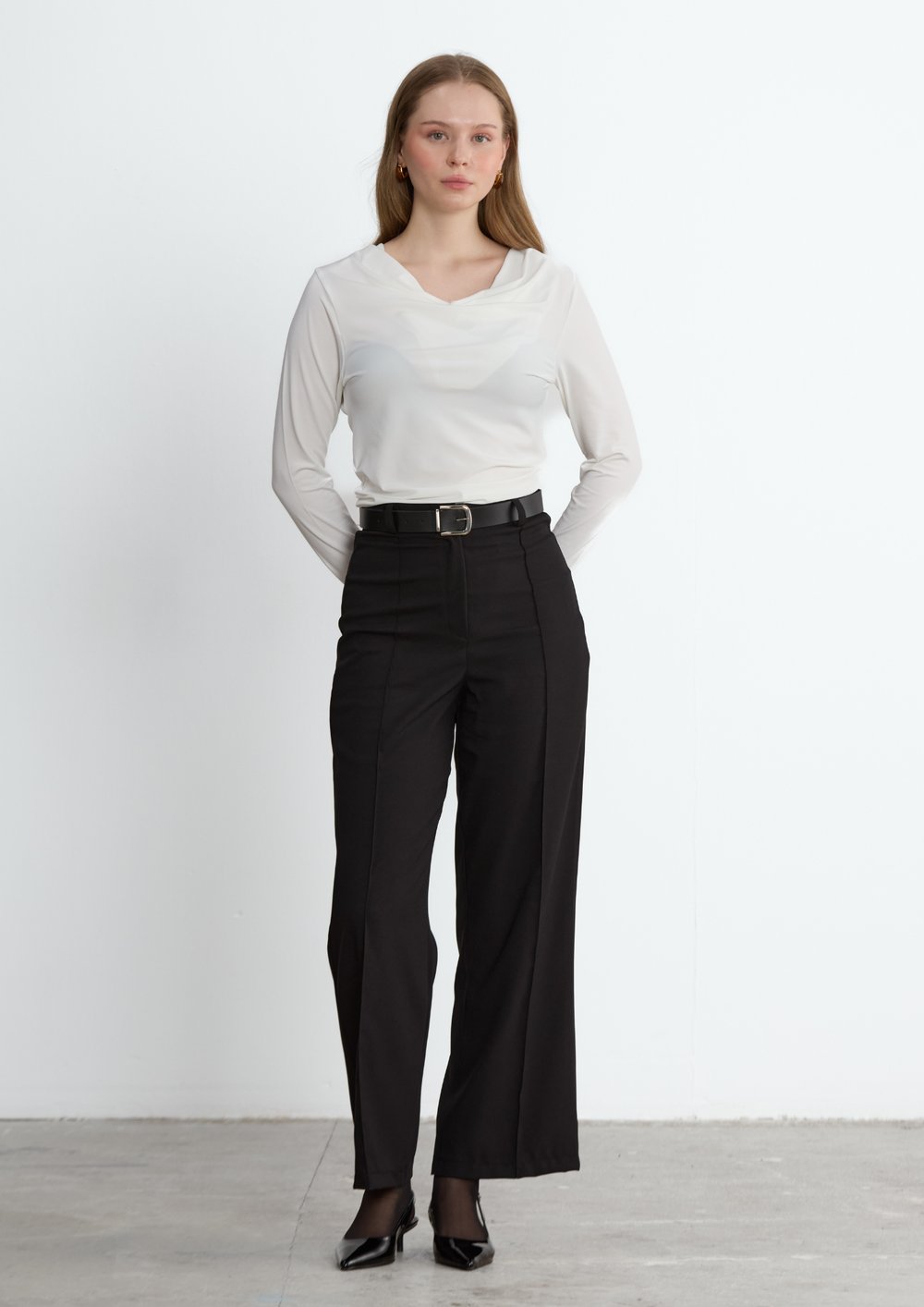 Siyah Reign Boru Paça Casual Pantolon