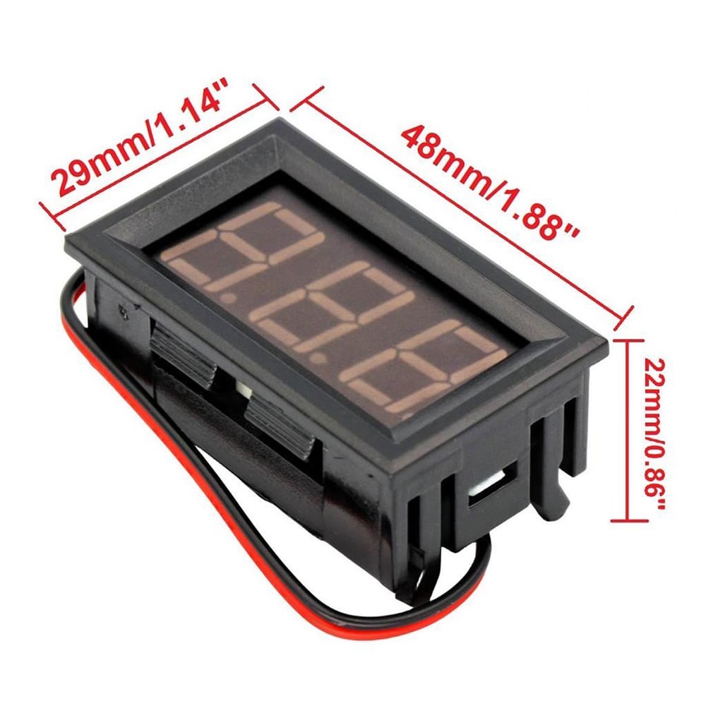0.56 inç DC 0-100V Dijital Voltmetre Panel Tipi Kırmızı  Renk 3 Telli