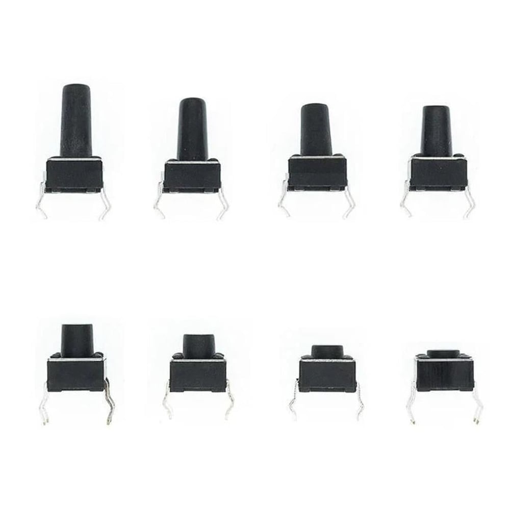 200 Parça 10 Çeşit Push Button Seti-Tact Switch-6x6 Dip Kılıf-Plastik Kutulu
