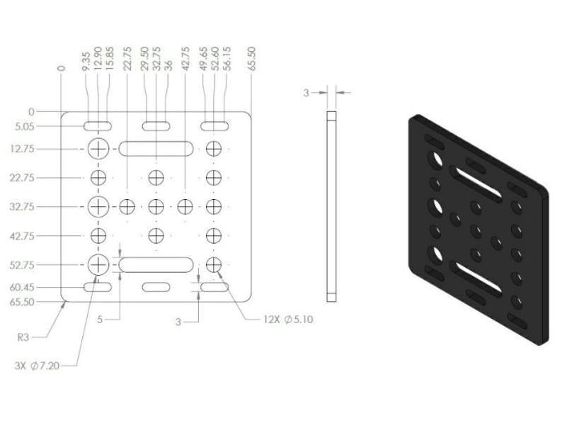 20x20 V Slot Sigma Profil Araba Plakası Siyah