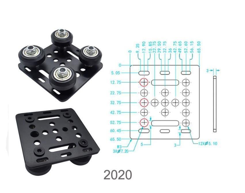 20x20 V Slot Sigma Profil Arabası Full Set(Siyah Renk)