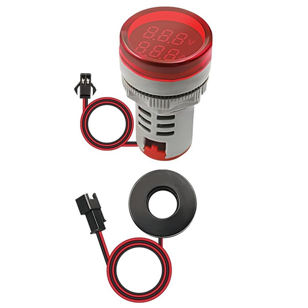 22mm Dijital Voltmetre-Ampermetre Yuvarlak AC 60-500V 0-100A Kırmızı