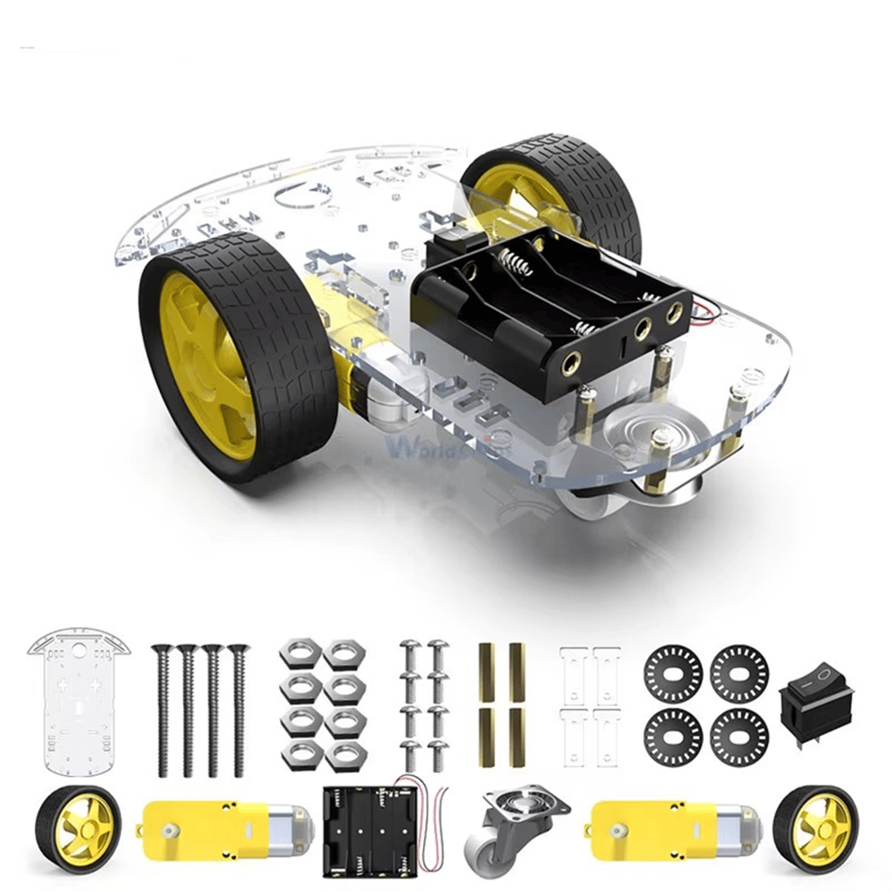 2WD Çok Amaçlı Şeffaf Mobil Tekerlekli Mobil Araba Kiti-Şeffaf-Arduino Uyumlu