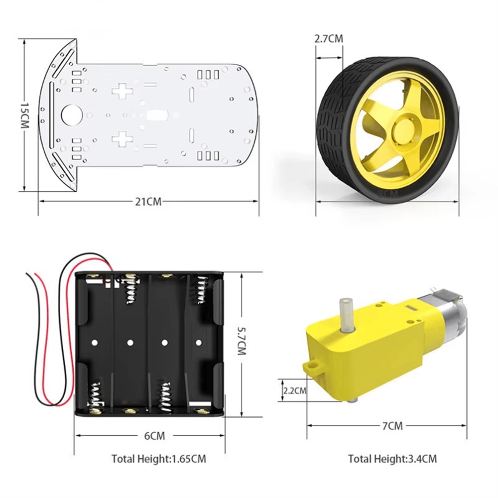 2WD Çok Amaçlı Şeffaf Mobil Tekerlekli Mobil Araba Kiti-Şeffaf-Arduino Uyumlu