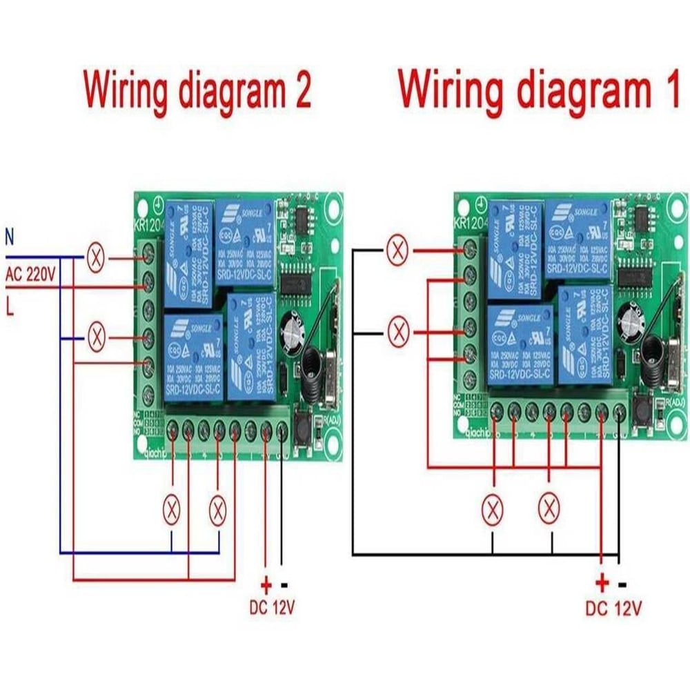 4 Kanal 12V Uzaktan Kumanda RF Alıcı Verici Modülü