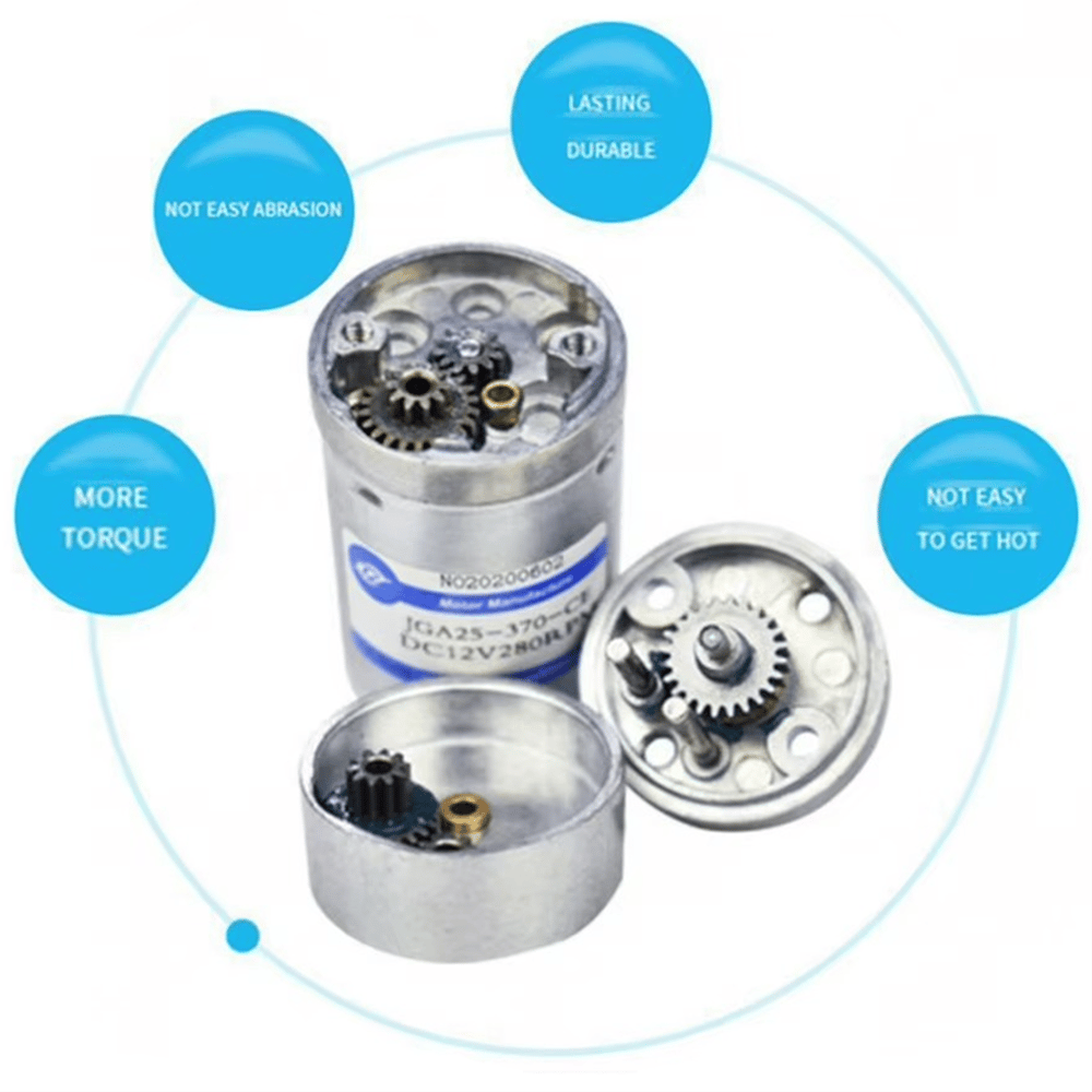 6V 25mm 16 Rpm JGA25-370 Düz Tip Redüktörlü DC Motor