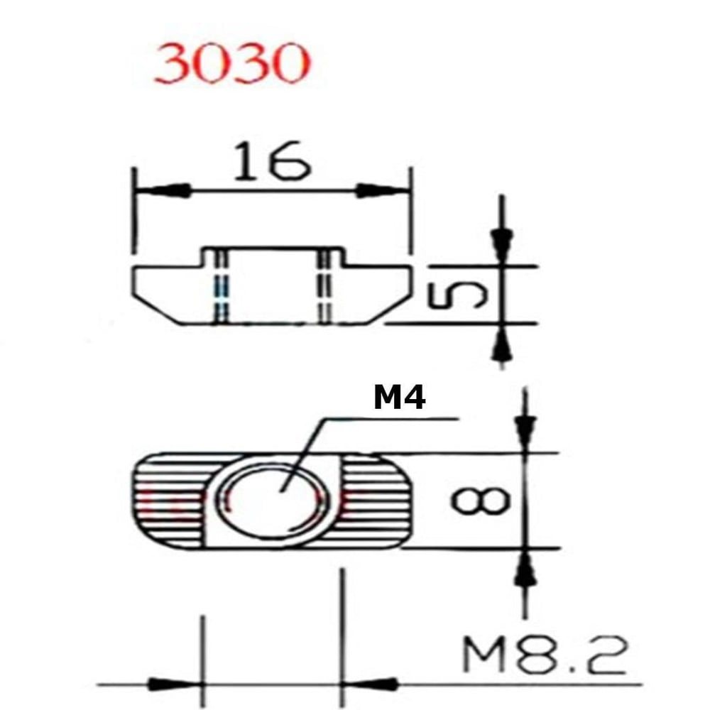8 Kanal Sigma Profil Somun(M4 Tırtıklı Somun)