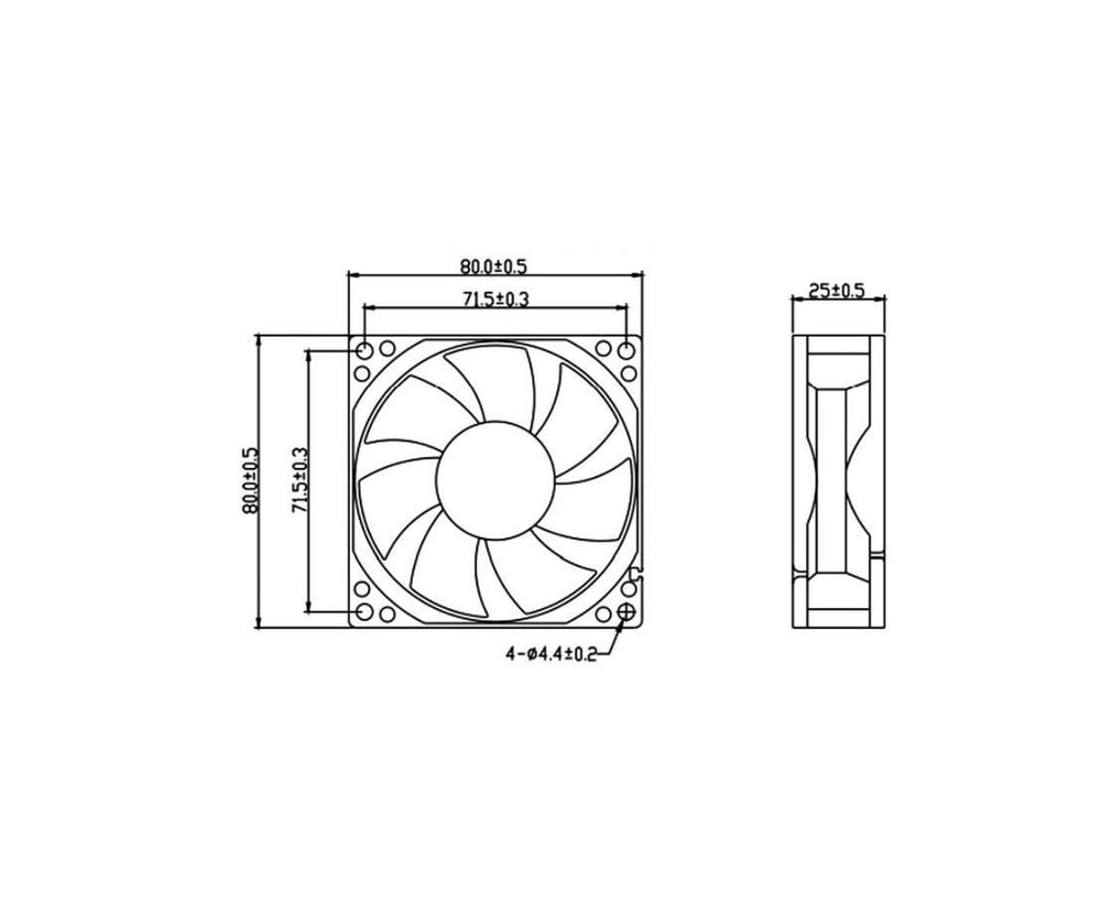 80x80x25 Kare Fan (12v)