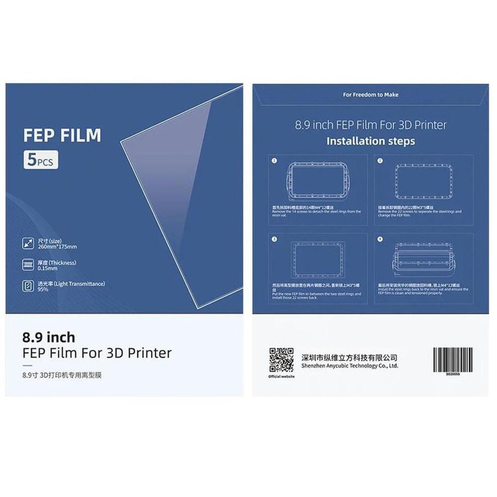 Anycubic FEP Film 8.9 260x175mm 15 mikron(5 Adet)