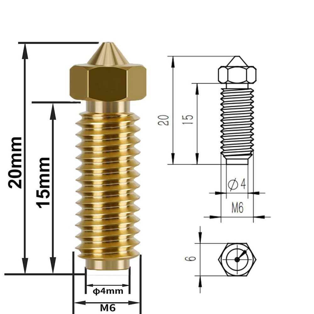 Anycubic Kobra 3 Uyumlu  Pirinç Nozzle(0.6mm)