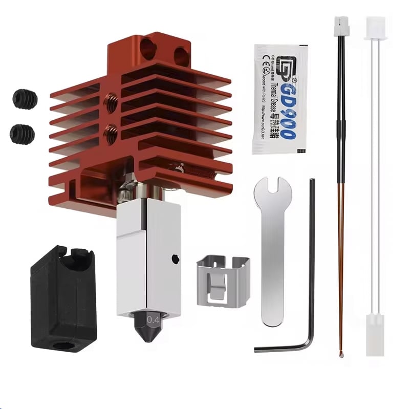 Bambu Lab X1-X1C Uyumlu Yükseltilmiş Hotend TZ V2.0 Bi Metal Full Hotend Seti(Kırmızı)