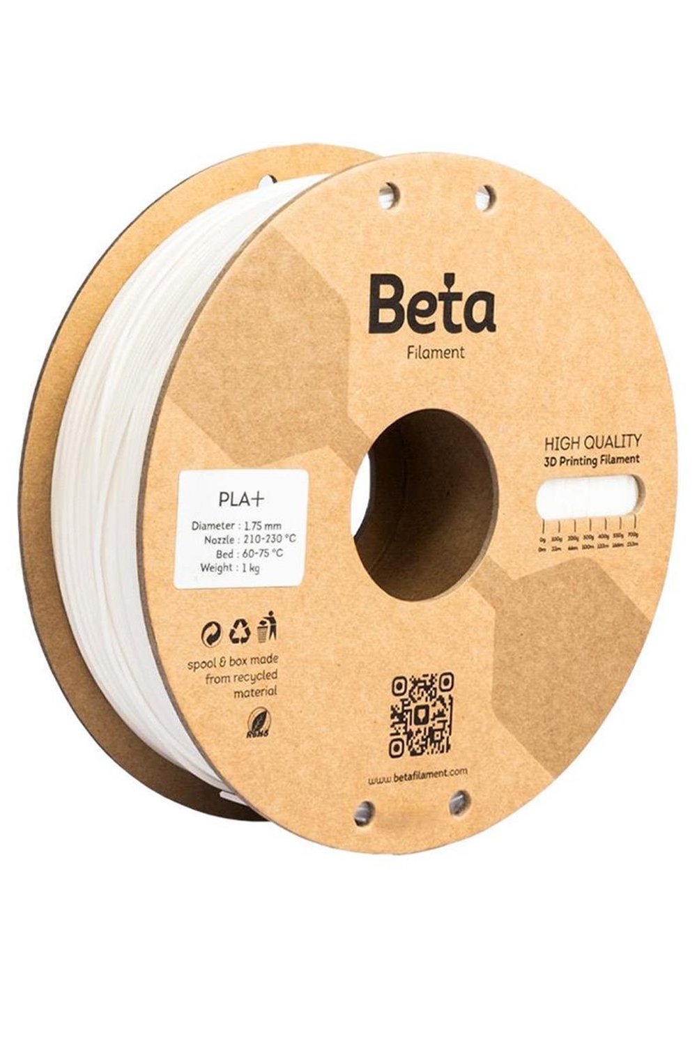 Beta PLA Plus Filament Beyaz 1.75mm 1000gr