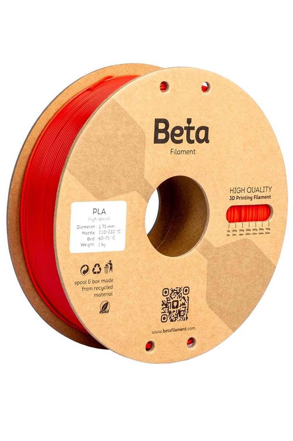 Beta PLA Plus Filament Öpücük Kırmızı 1.75mm 1000gr