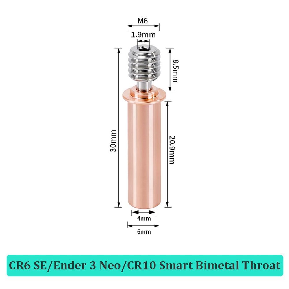 Creality Cr-6 SE Ender3 Neo Geliştirilmiş Bimetal Barel 2mm Delik M6x30mm