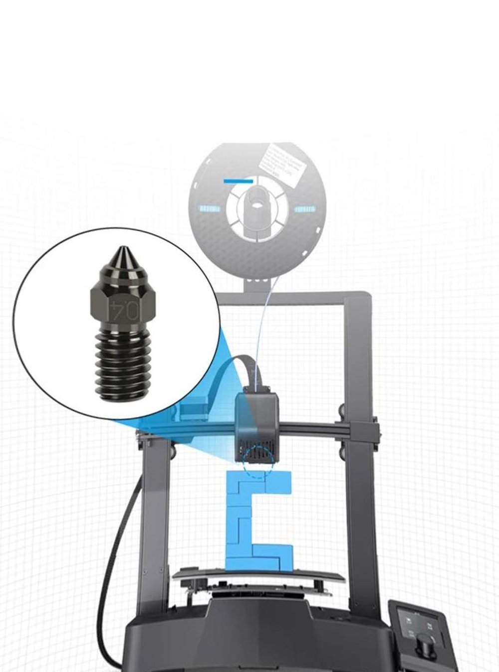 Creality Ender 3 V3 SE-Ender 7-Ender 5 S1 Sertleştirilmiş Çelik Nozzle(0.4mm)
