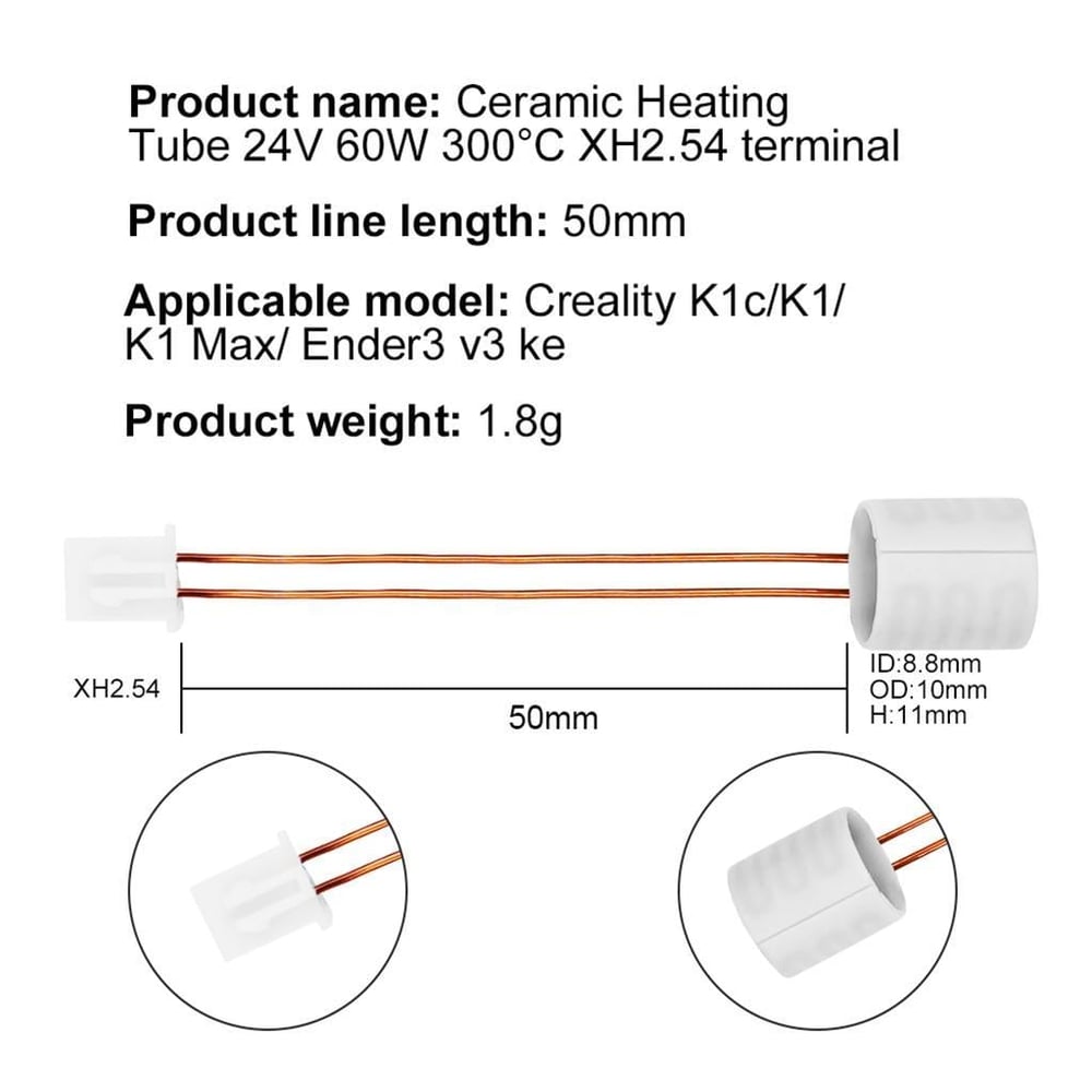 Creality K1- K1C-K1 Max-Ender3 V3 KE Seramik Isıtıcı Fişek