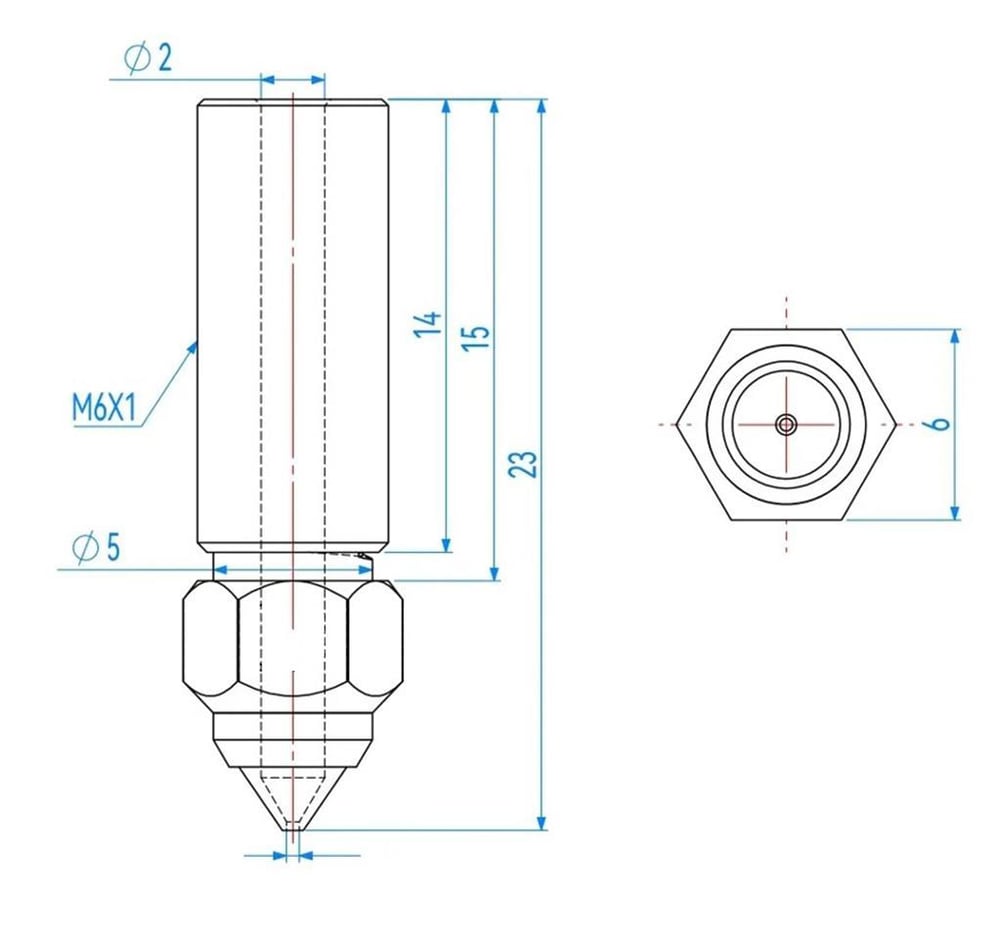 Creality K1-K1 Max-CR M4 Uyumlu Bi Metal Paslanmaz Çelik Uçlu Nozzle-Eski Versiyon(0.4mm)