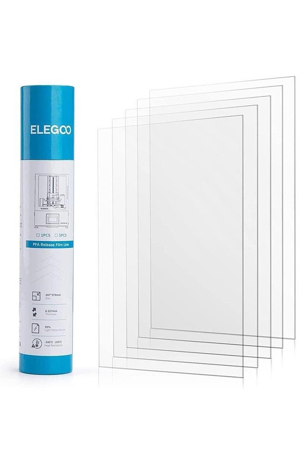Elegoo Jupiter Uyumlu PFA FEP Film 12.8 inç 247x374mm-5 Adet