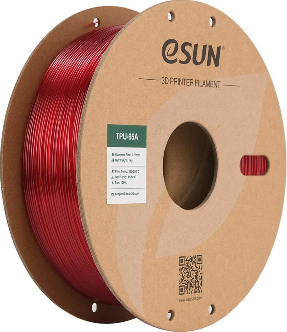 Esun TPU 95A Filament Transparan Kırmızı 1.75mm 1000gr
