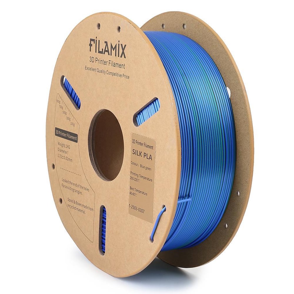Filamix Silk Magic PLA Filament 1.75mm 1Kg-Mavi-Yeşil