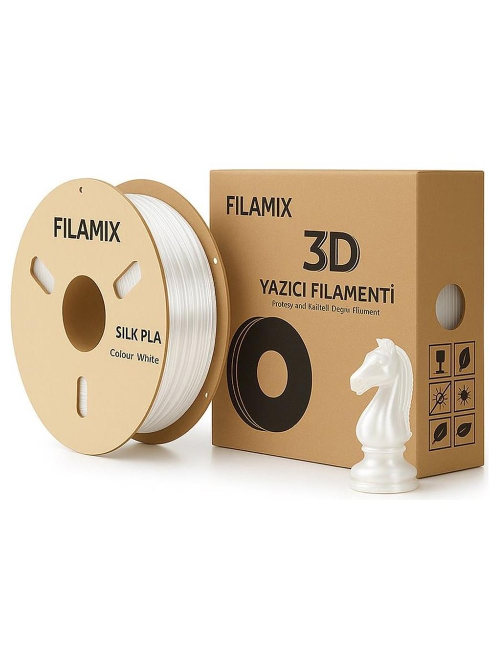 Filamix Silk PLA Filament 1.75mm 1Kg-Beyaz