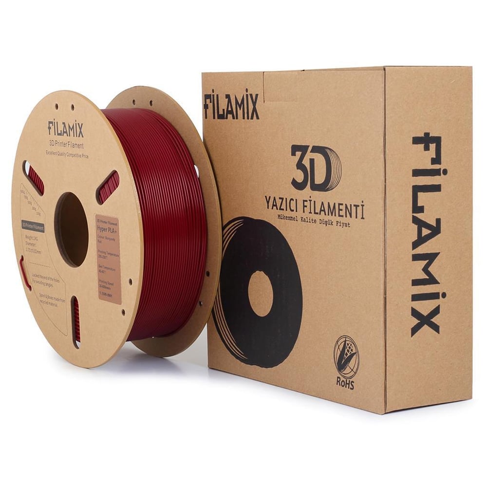 Filamix Yüksek Hızlı Hyper PLA+ Filament 1.75mm 1Kg-Bordo Kırmızı