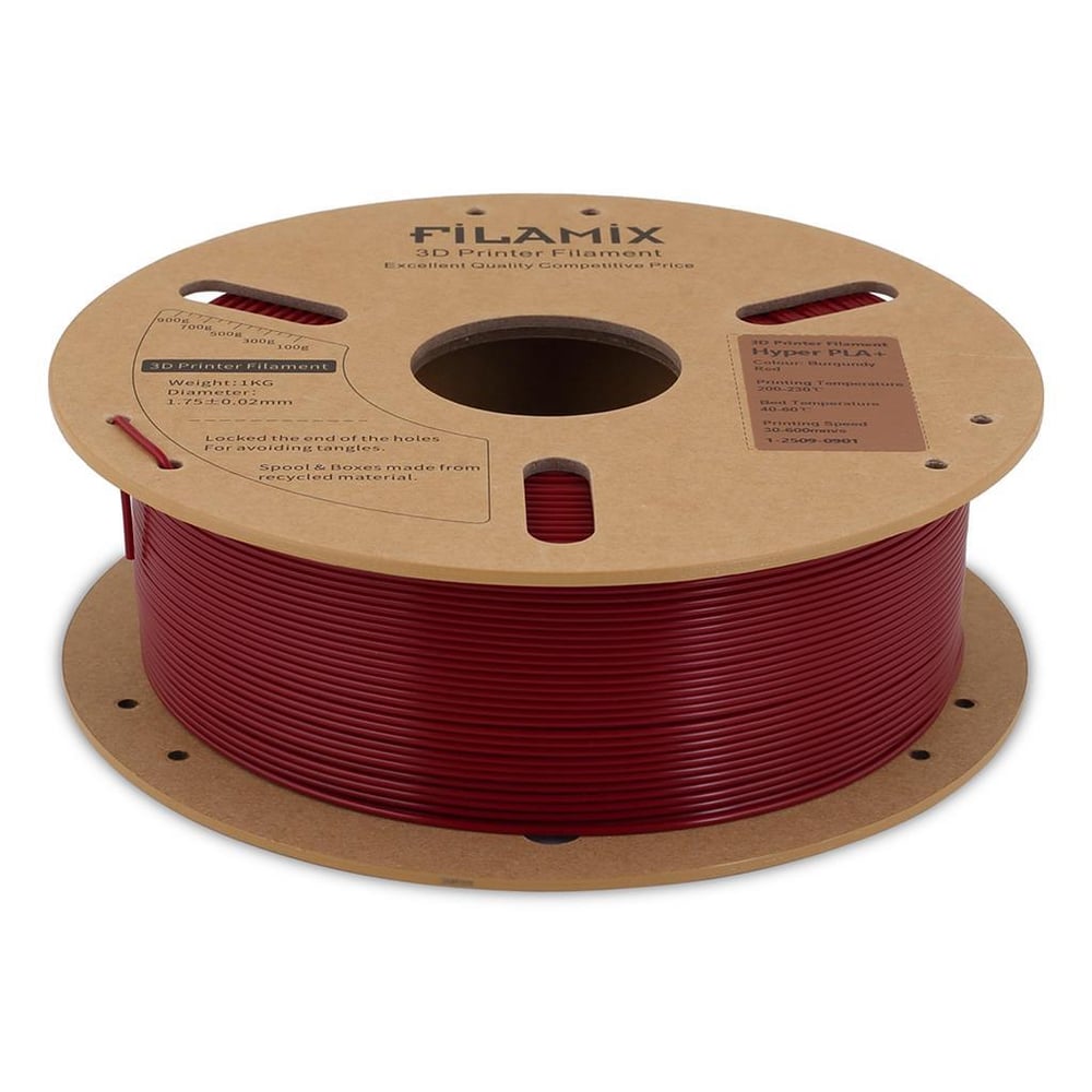 Filamix Yüksek Hızlı Hyper PLA+ Filament 1.75mm 1Kg-Bordo Kırmızı
