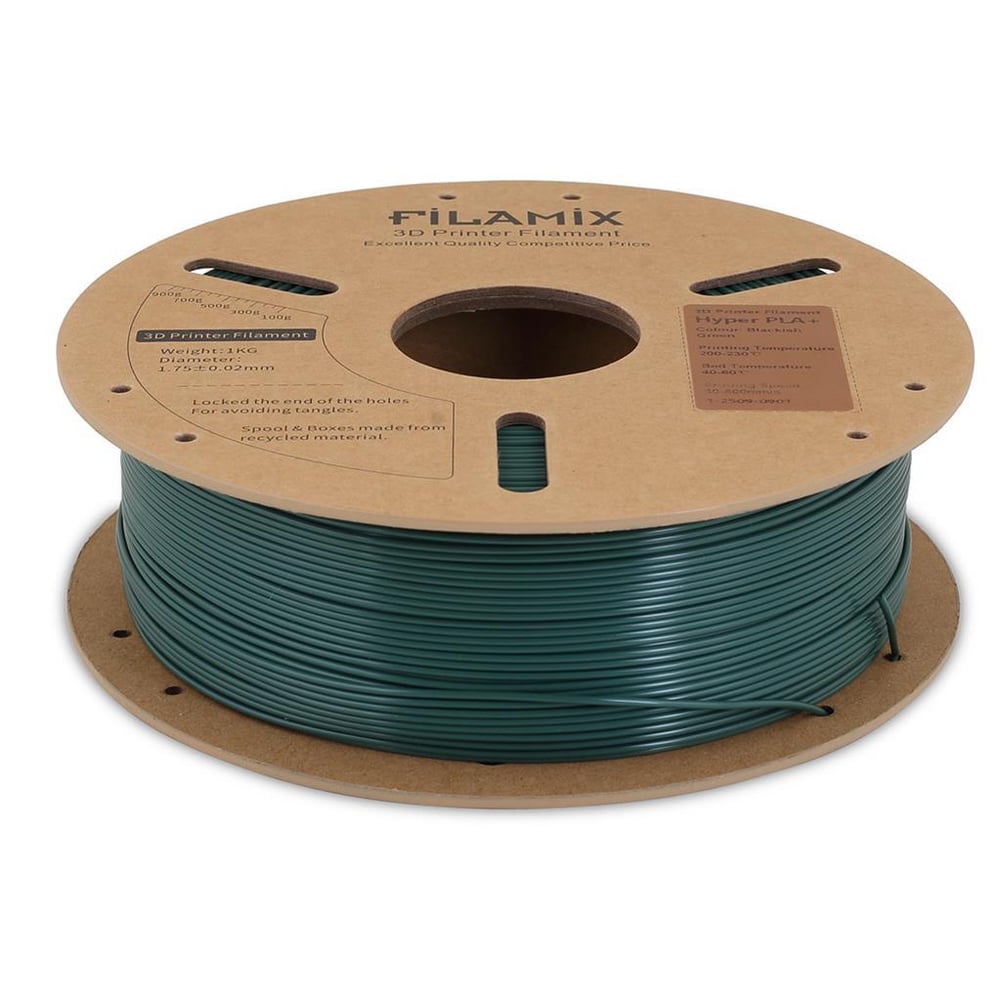 Filamix Yüksek Hızlı Hyper PLA+ Filament 1.75mm 1Kg-Siyahımsı Yeşil